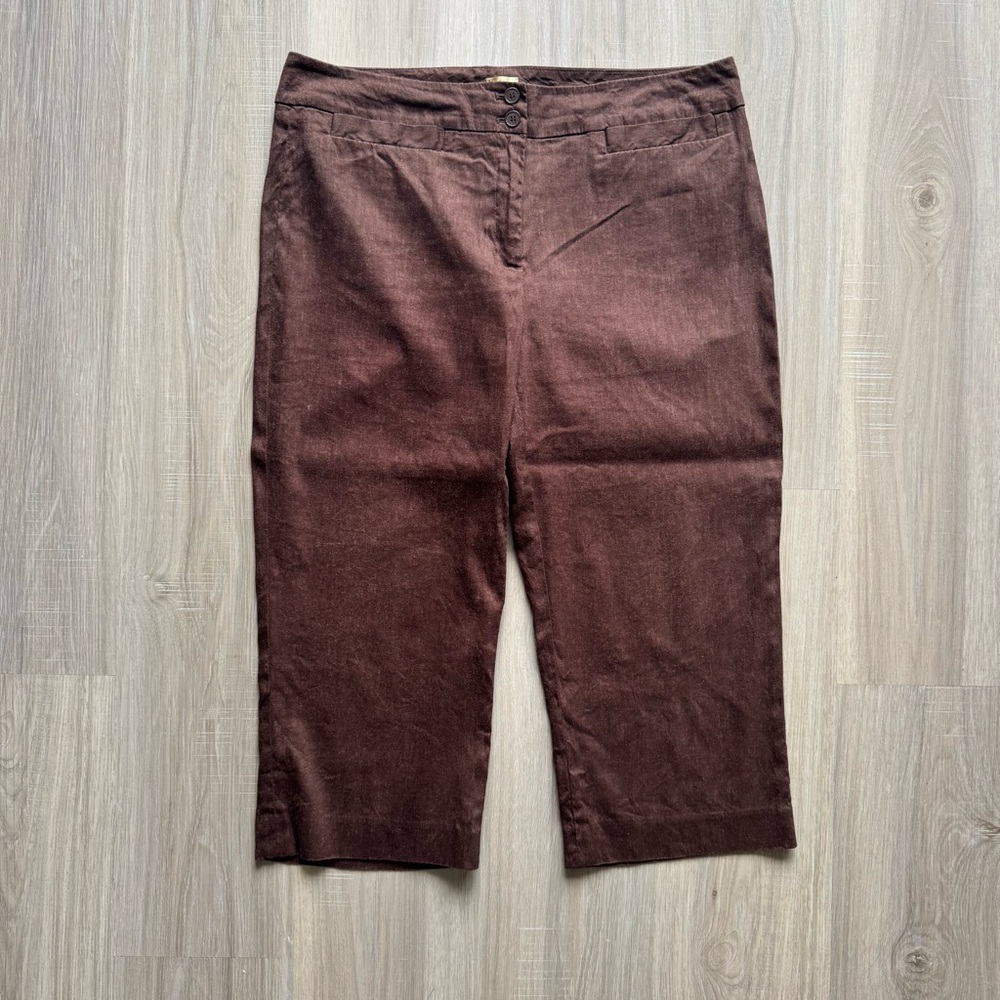 Brown Linen Pants Women’s 12 Capri Vintage 90s Y2k Nue Options